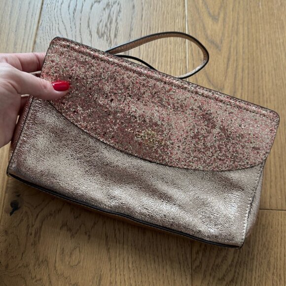 Coach Rose Gold Glitter Metallic Clutch F37563 - EUC - Picture 8 of 8